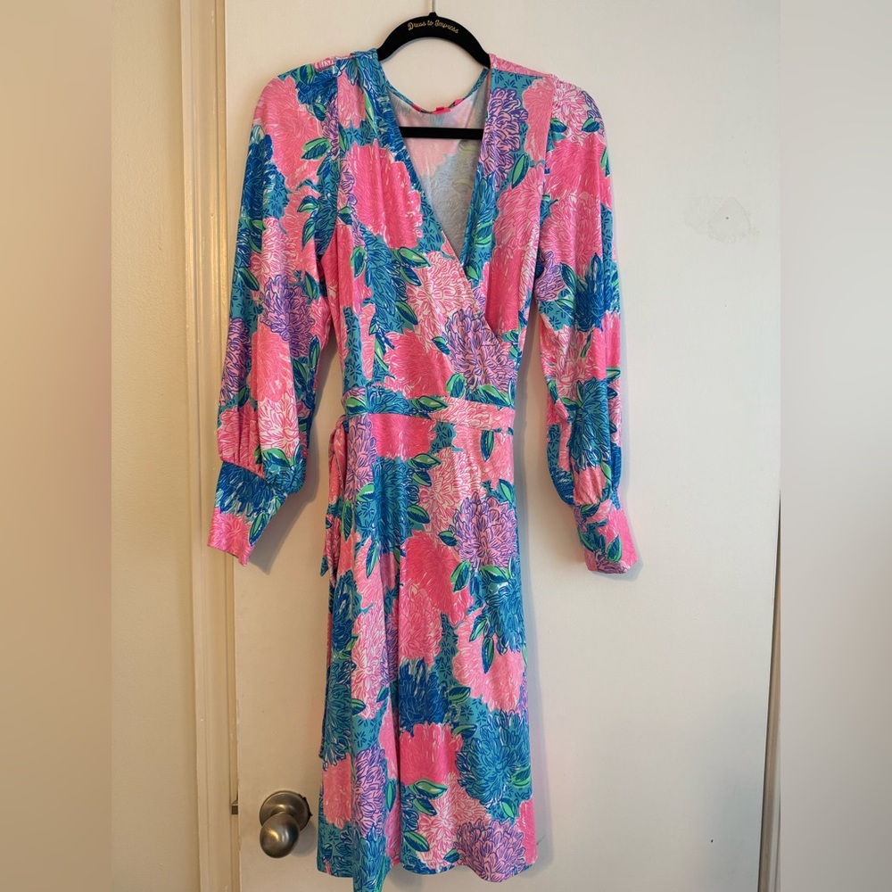 Lilly Pulitzer Pink Wrap Sundress with Bishop Sleeves